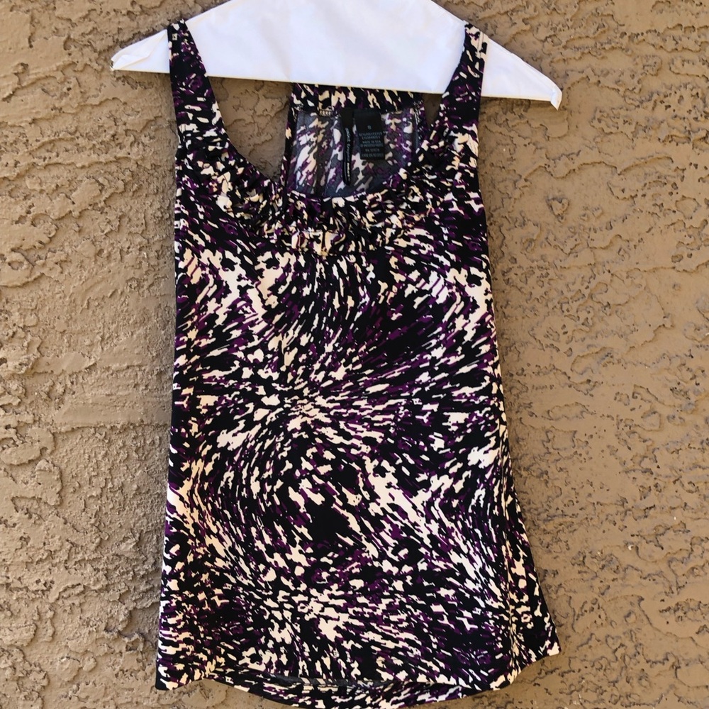 Saint Tropez West Black Multi Color Sleeveless Blouse